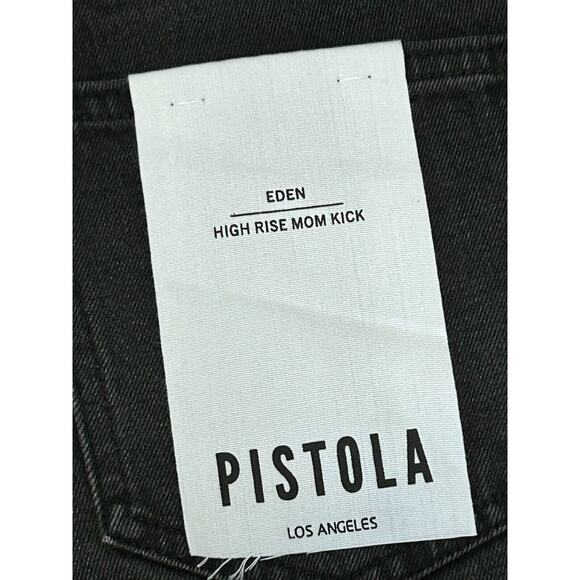 PISTOLA Eden Jeans Womens Size 26 Black Denim High Rise Mom Kick Straight NWT - Picture 9 of 9